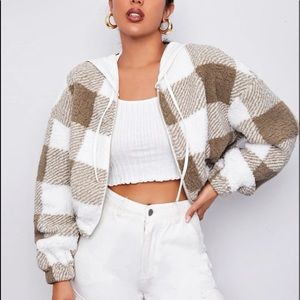 Gingham zip hoodie